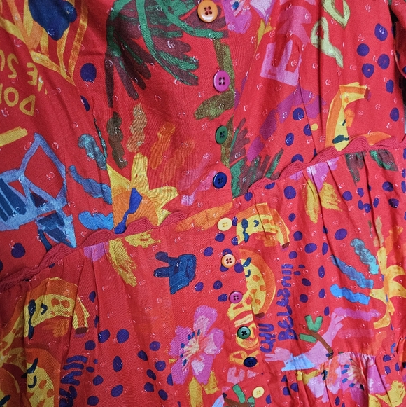 FARM Rio Good Vibes Red and Pink Floral Midi Dress - Picture 7 of 9